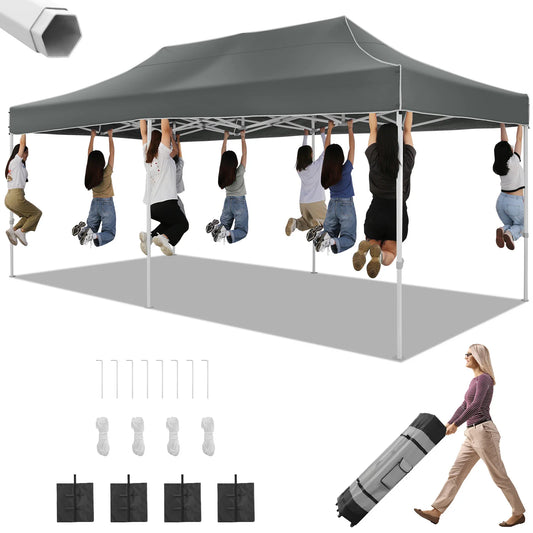 10x20 Heavy Duty Pop Up  Commercial Instant Canopy with Roller Bag, Party Tent Waterproof.