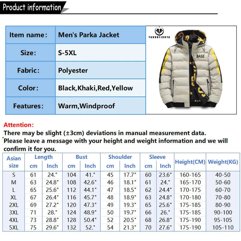 Winter Men Outdoor Windbreak Brand Removable Hooded Jacket.