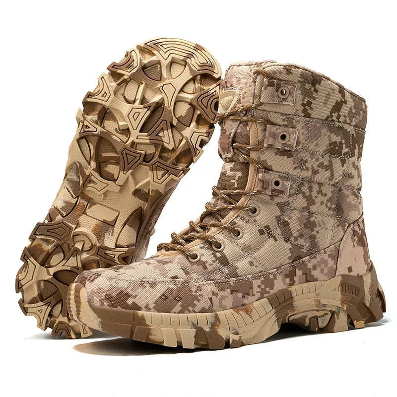 2025 Men High Top Hiking Durable  Anti-Slip Outdoor Climbing Trekking Shoe.