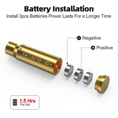 7.62X39 Optics Cartridge Red Dot Brass Bore sighter.