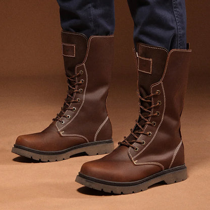 Leather Men's Hiking boots Motorcycle Boots waterproof trekking