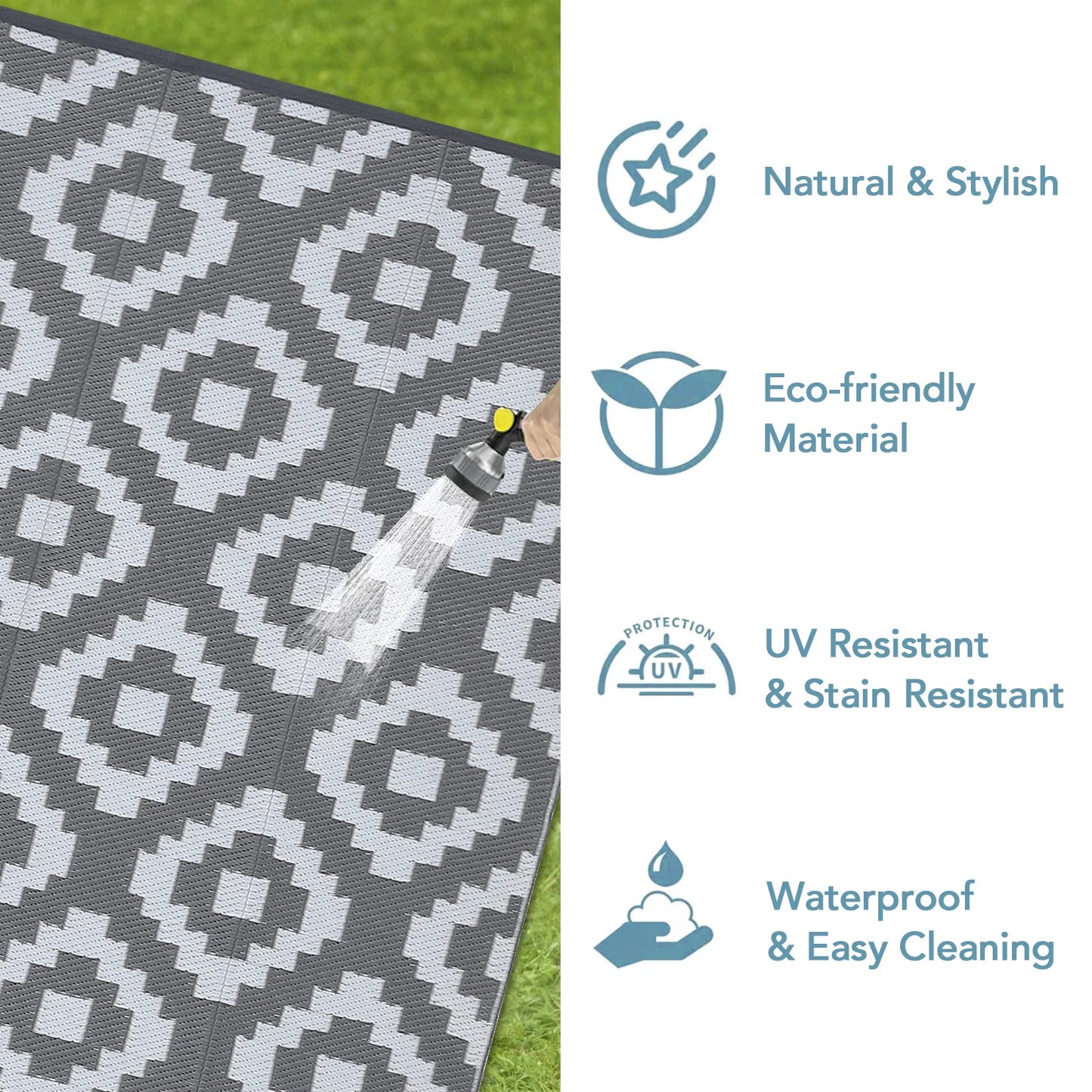 Outdoor Rug Plastic Straw Rug Waterproof Rug Reversible Outdoor Floor Mat.