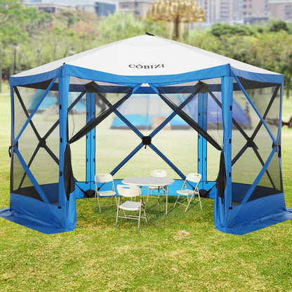 12x12ft Pop up Gazebo Screen House Tent with Mosquito Netting, 6 Sided.