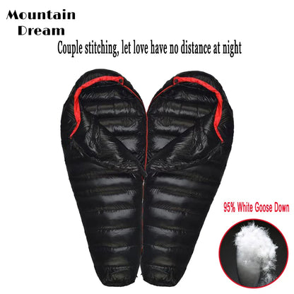 Sleeping Bag Adult Mummy White Goose Down Warm Three Seasons.