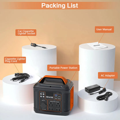 Portable Power Station, 300W 296Wh Solar Generator Quick Charge / 110V AC Outlets/DC.