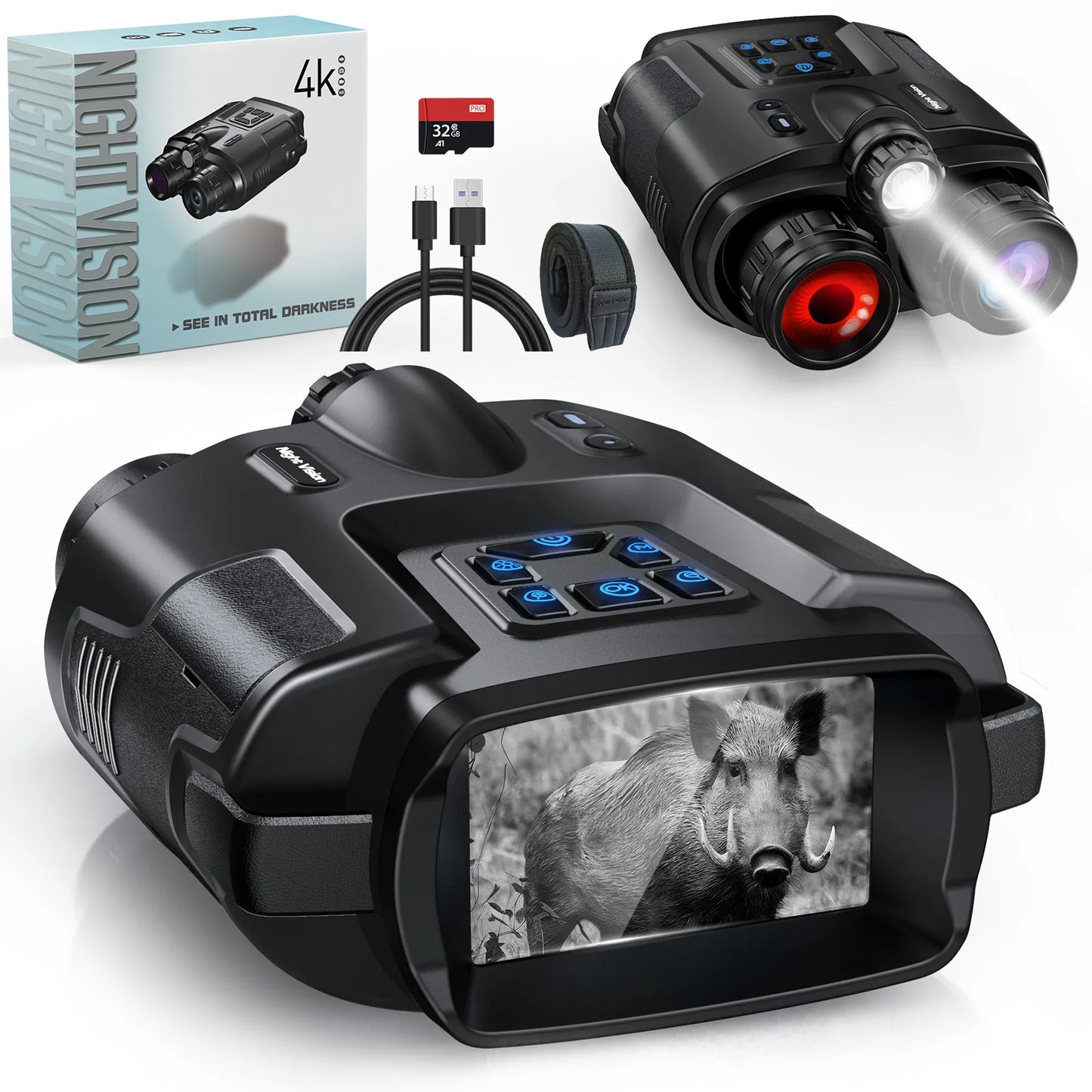 Night Vision Binoculars  Rechargeable 8X Digital Zoom