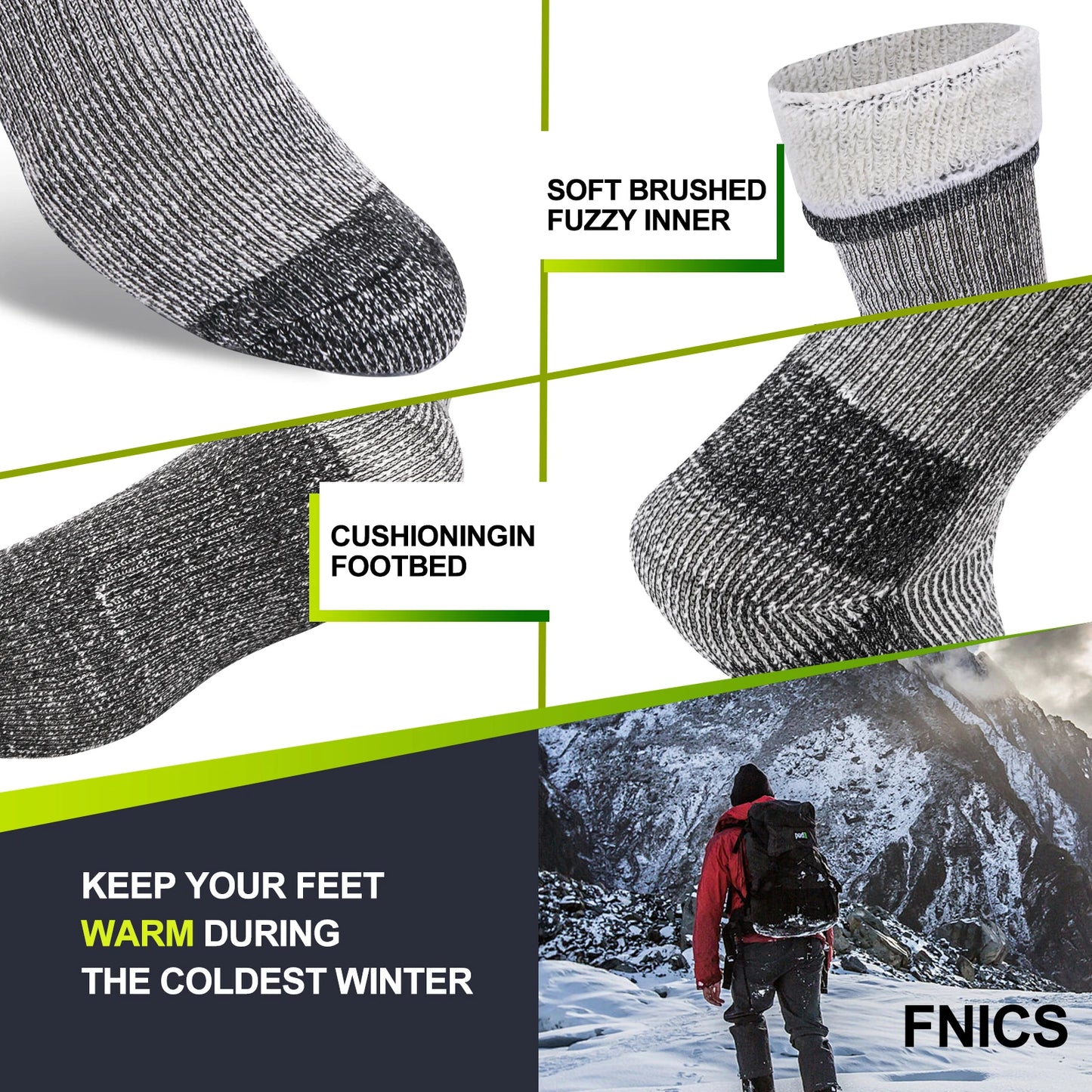 3 Pairs Men Women Merino Wool Crew Socks .