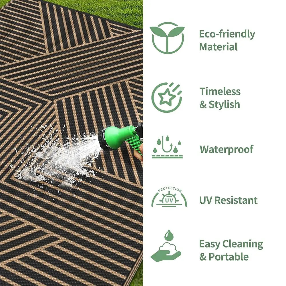 Reversible Outdoor Plastic Straw Rug, Lightweight Mat.