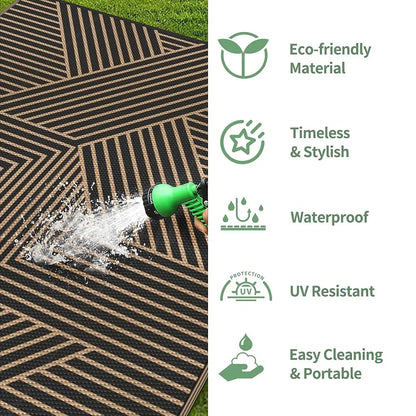 Reversible Outdoor Plastic Straw Rug, Lightweight Mat.