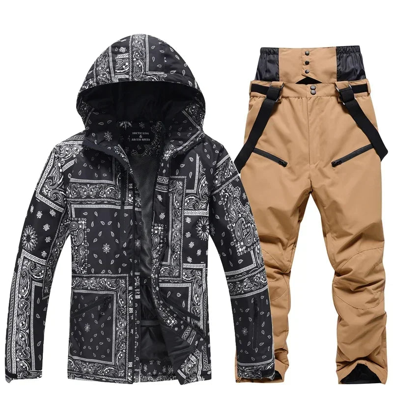 Winter Ski Suit Set -30℃ Cold Snowboard Wear Men/Women Ski Suit Waterproof.