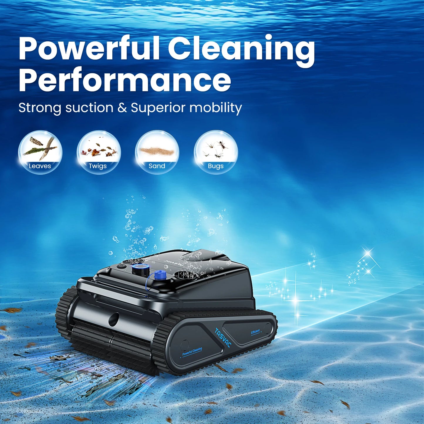 Cordless Robotic Pool Cleaner, Pool Vacuum for Inground Pools with 4 Motors.