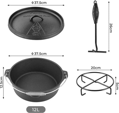 12 L Dutch Oven Cast Iron Fire Pot .