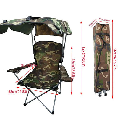 Folding Chair With Sun Shield Lounge Portable.