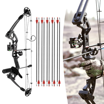 Compound Bow Right Hand Hunting Kit with Sight,, Stabilizer, Shock Absorber.