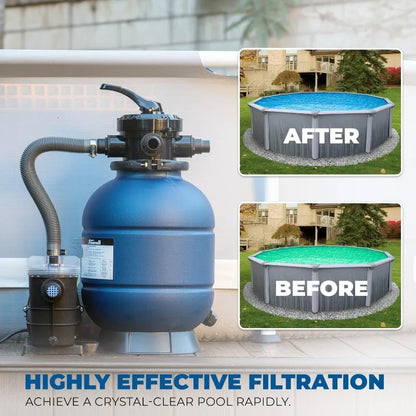 13" Sand Filter 0.75 HP Pool Pump 4 Way Valve  10,000 Gallons, 2400GPH 1-1/4"NPT.