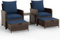 5 Piece Wicker Patio Furniture Set with Side Table.