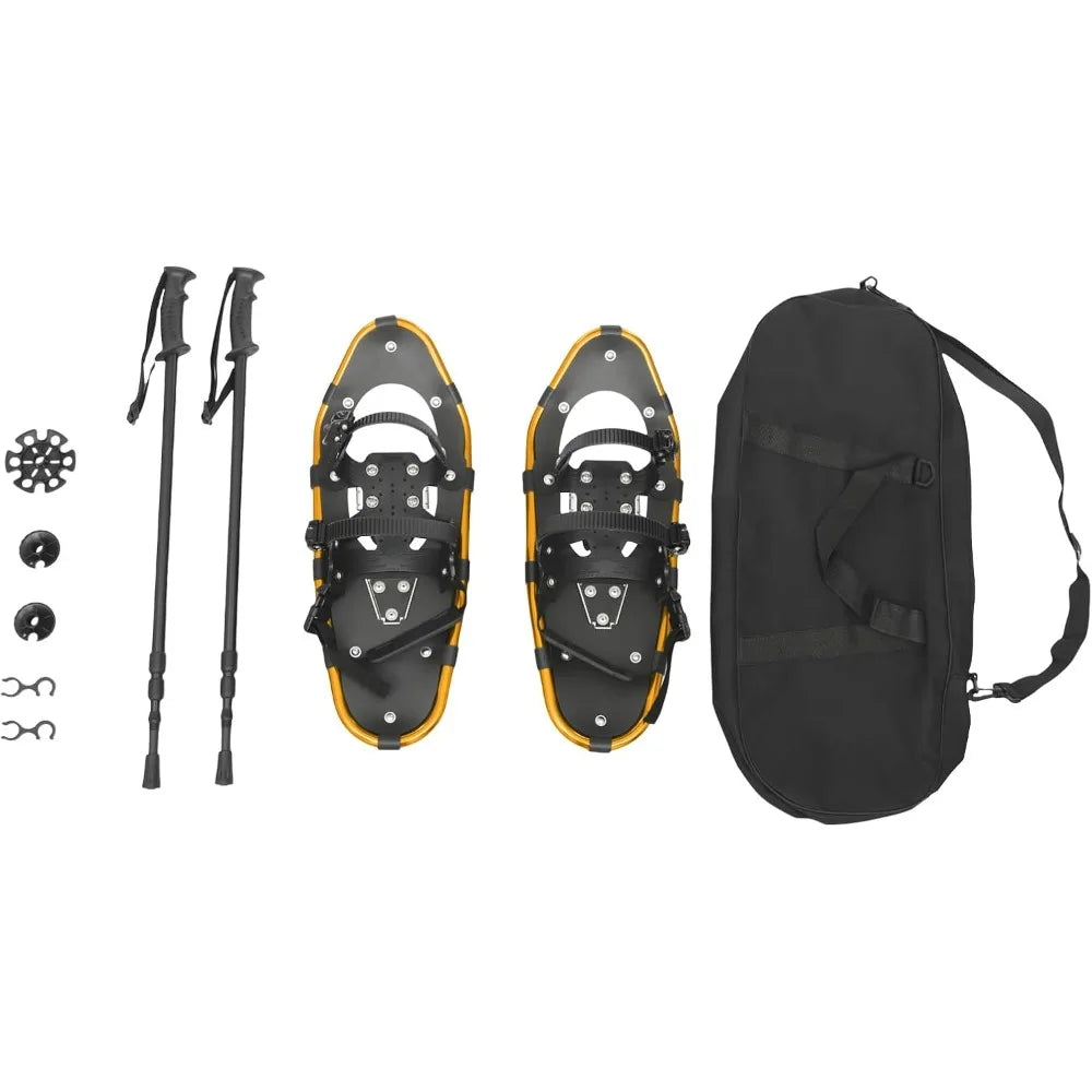 21Inch Aluminum Snowshoes with Adjustable Trekking Poles.