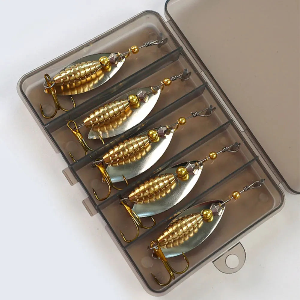 10pcs Boxed Metal Spoon Spinner Fishing Lure with Treble Hook.