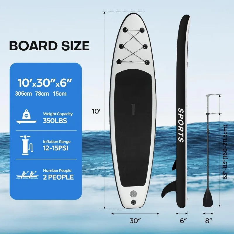 Inflatable Stand Up Paddle Board Ultra-Light 10' × 30" × 6" with Accessories Kit Adjustable Paddle Handle.