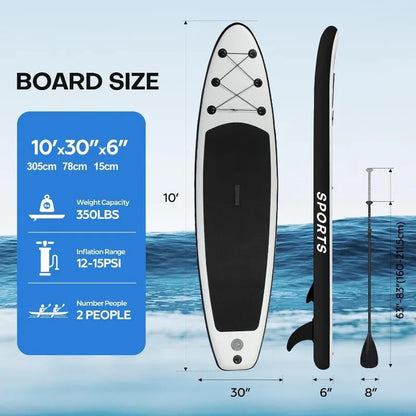 Inflatable Stand Up Paddle Board Ultra-Light 10' × 30" × 6" with Accessories Kit Adjustable Paddle Handle.