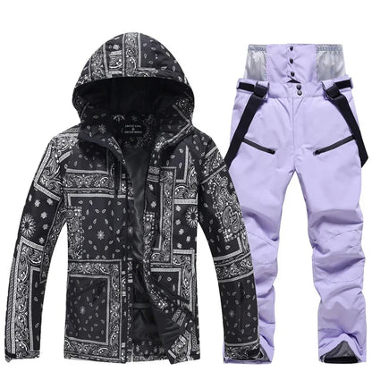 Winter Ski Suit Set -30℃ Cold Snowboard Wear Men/Women Ski Suit Waterproof.