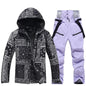 Winter Ski Suit Set -30℃ Cold Snowboard Wear Men/Women Ski Suit Waterproof.