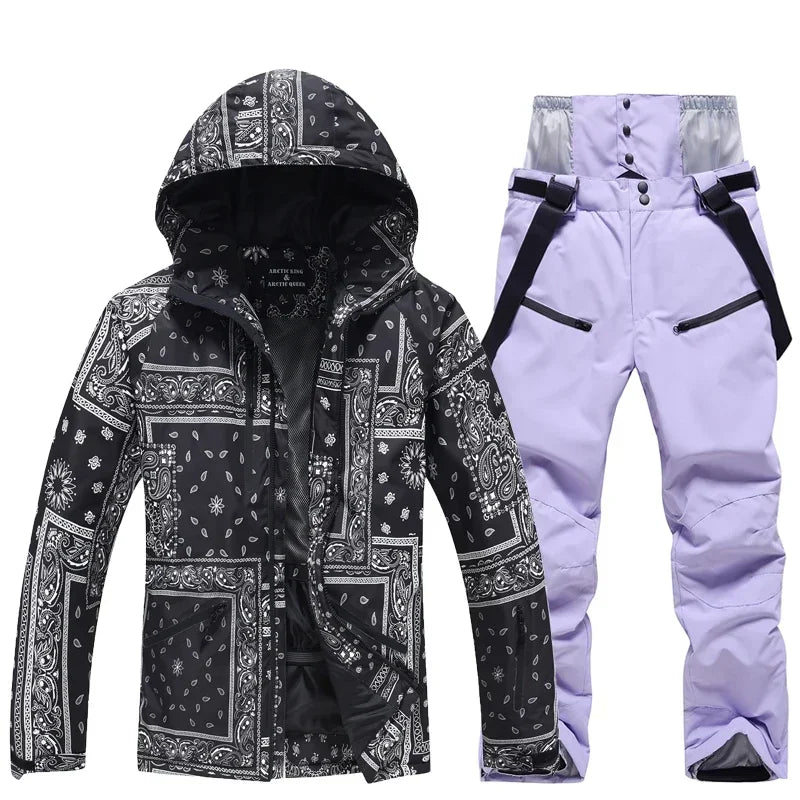 Winter Ski Suit Set -30℃ Cold Snowboard Wear Men/Women Ski Suit Waterproof.