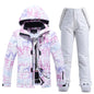 Women Ski Suit Winter Windproof Waterproof Snowboarding Jacket and Pants.