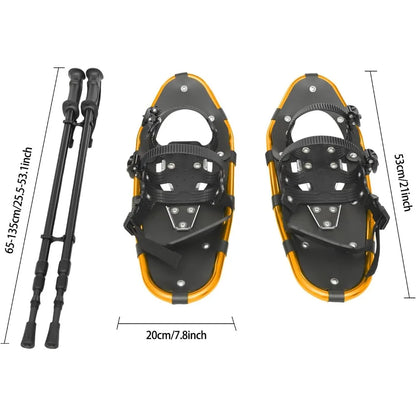 21Inch Aluminum Snowshoes with Adjustable Trekking Poles.