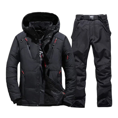 New Thermal Winter Skiing Down Jacket Ski Suit Men Snowboard pants Warm Snowmobile Clothing.