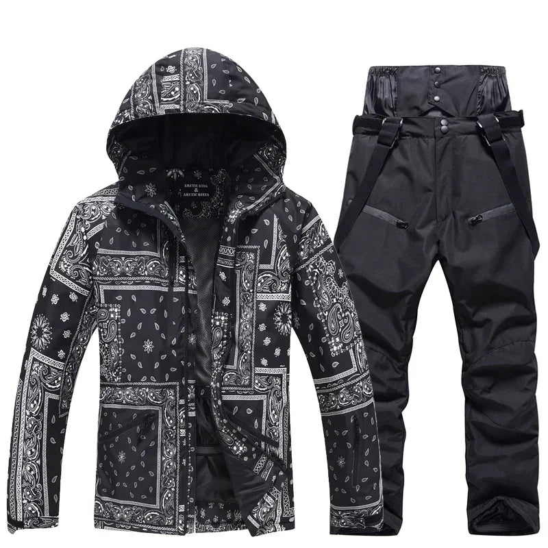 Winter Ski Suit Set -30℃ Cold Snowboard Wear Men/Women Ski Suit Waterproof.