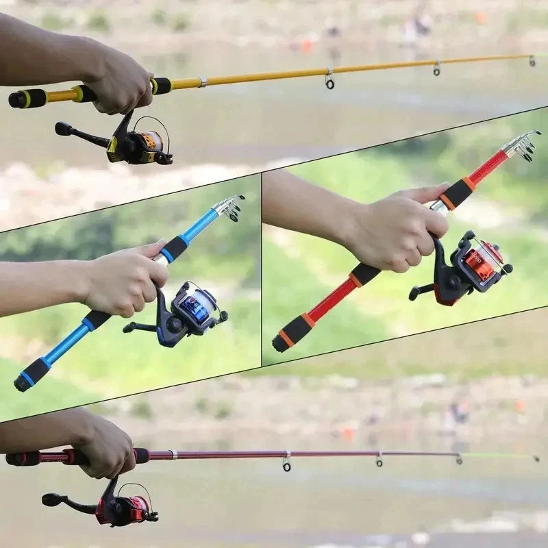 Fishing Pole Set Full Kits With Telescopic Fishing Rod And Spinning Reel.
