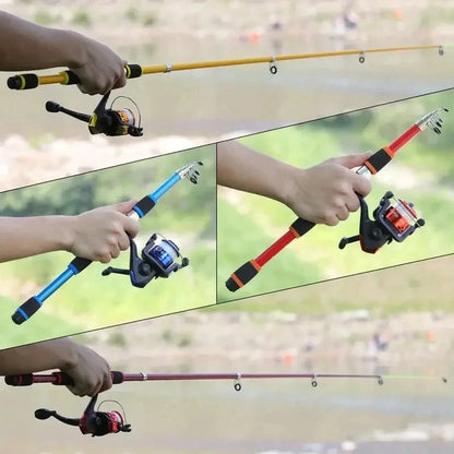 Fishing Pole Set Full Kits With Telescopic Fishing Rod And Spinning Reel.