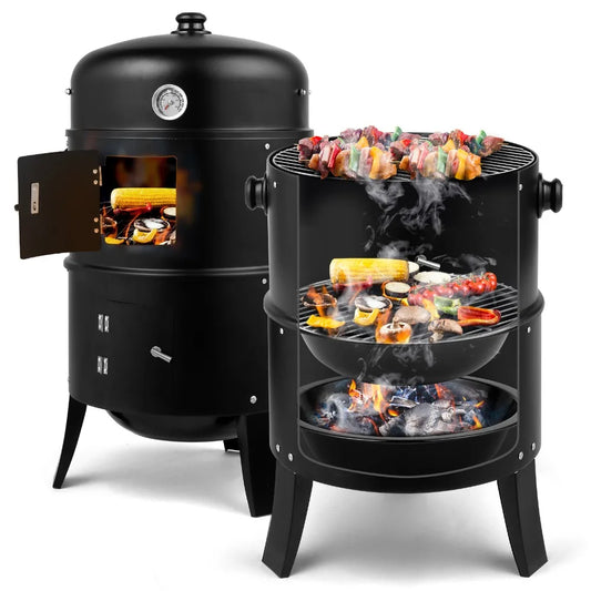 Adjustable Barrel Grill, Built-in Thermometer Combined