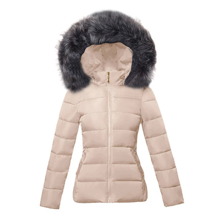 Fashion Black Women's Winter Jacket Big Fur Hooded Thick Down Parkas.