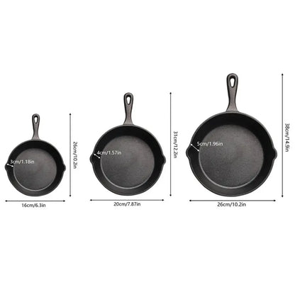 3PCS\4PCS\5pcs Cast Iron Skillet Set 6 Inch/8 Inch/10 Inch Cast Iron Frying Pan.