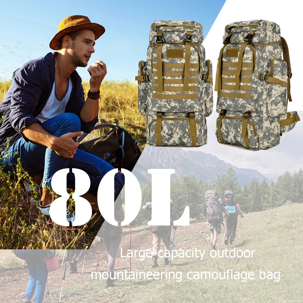 80L Tactical Backpacks, Outdoor Survival Bags 600D Oxford Cloth.