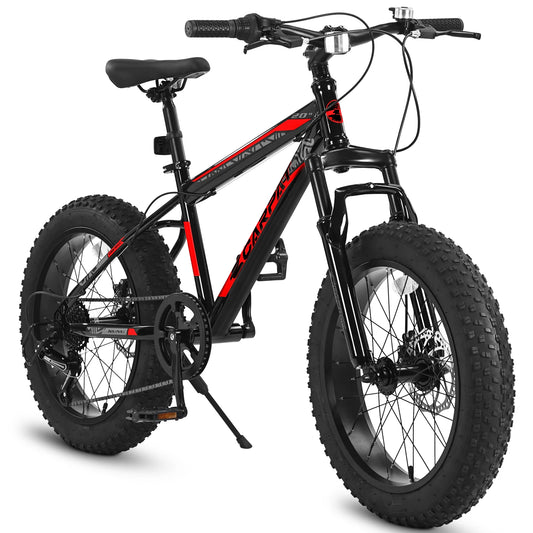 20 Inch Kids' Bike, 4-Inch Wide Fat Tire  Mountain Bike, 7 Speed