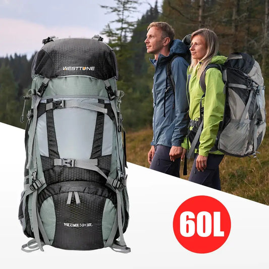 60L Outdoor Hiking Backpack with Internal Frame & Rain Cover.
