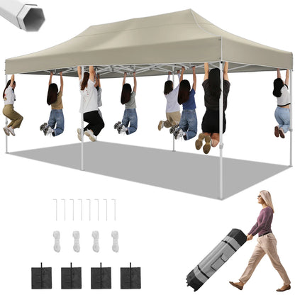 10x20 Heavy Duty Pop Up  Commercial Instant Canopy with Roller Bag, Party Tent Waterproof.