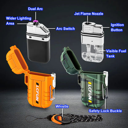 2 Pack Waterproof Lighter, Windproof Torch Lighter Butane Refillable.