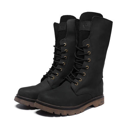 Leather Men's Hiking boots Motorcycle Boots waterproof trekking