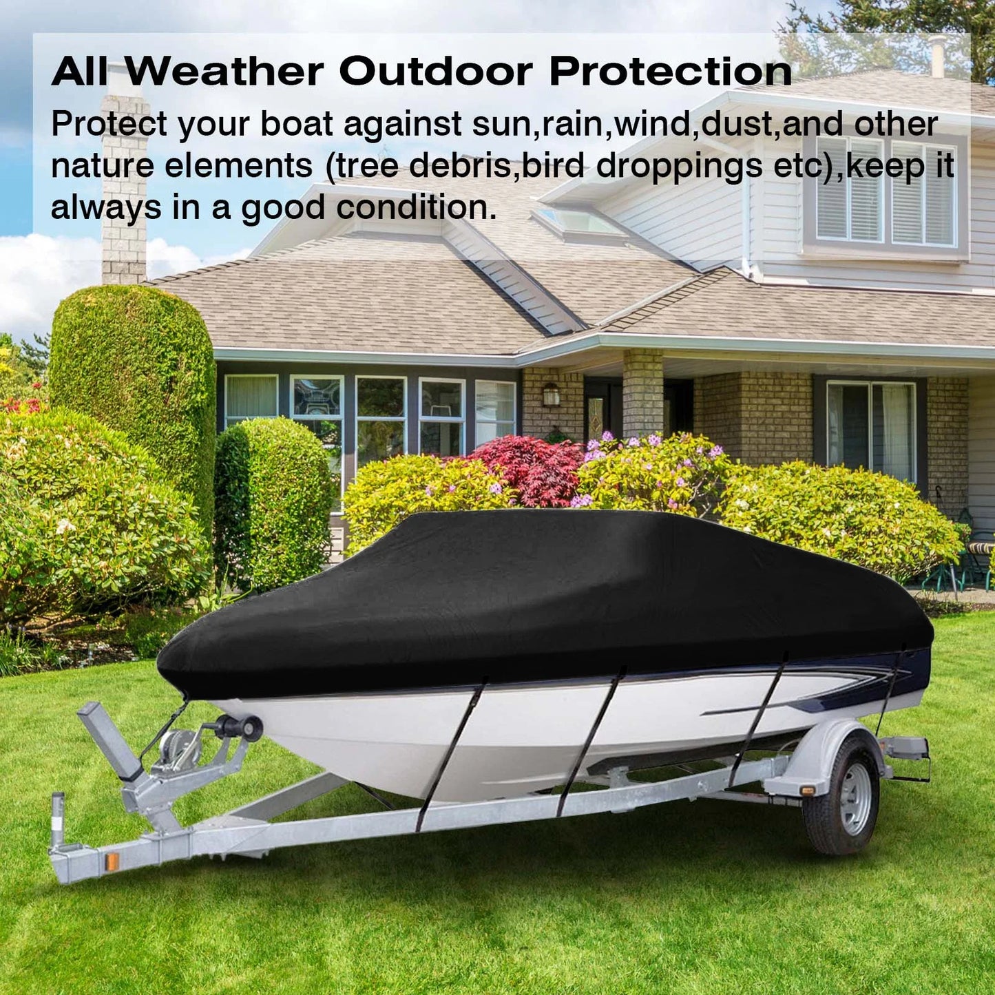 210D Trailerable Boat Cover Rain Waterproof Sunproof Snowproof All-whether.