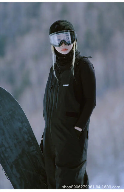 Snowboard, Ski Pants Windproof Waterproof Pure Color Overalls Ski Pants All-in-one Women.
