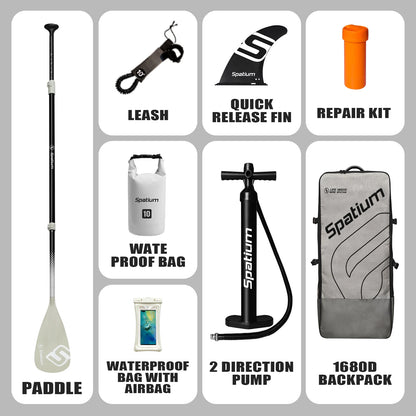 Spatium Inflatable Stand Up Paddle Board with SUP Accessories, Anti-Slip EVA Deck, 11’5’’ Inflatable Paddle Boards for Adults