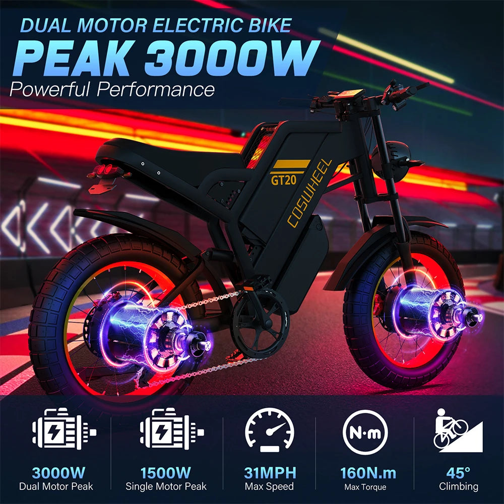 Electric bike for Adult 2000W 60V Off-Road Motorcycle 20Inch.