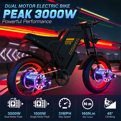 Electric bike for Adult 2000W 60V Off-Road Motorcycle 20Inch.