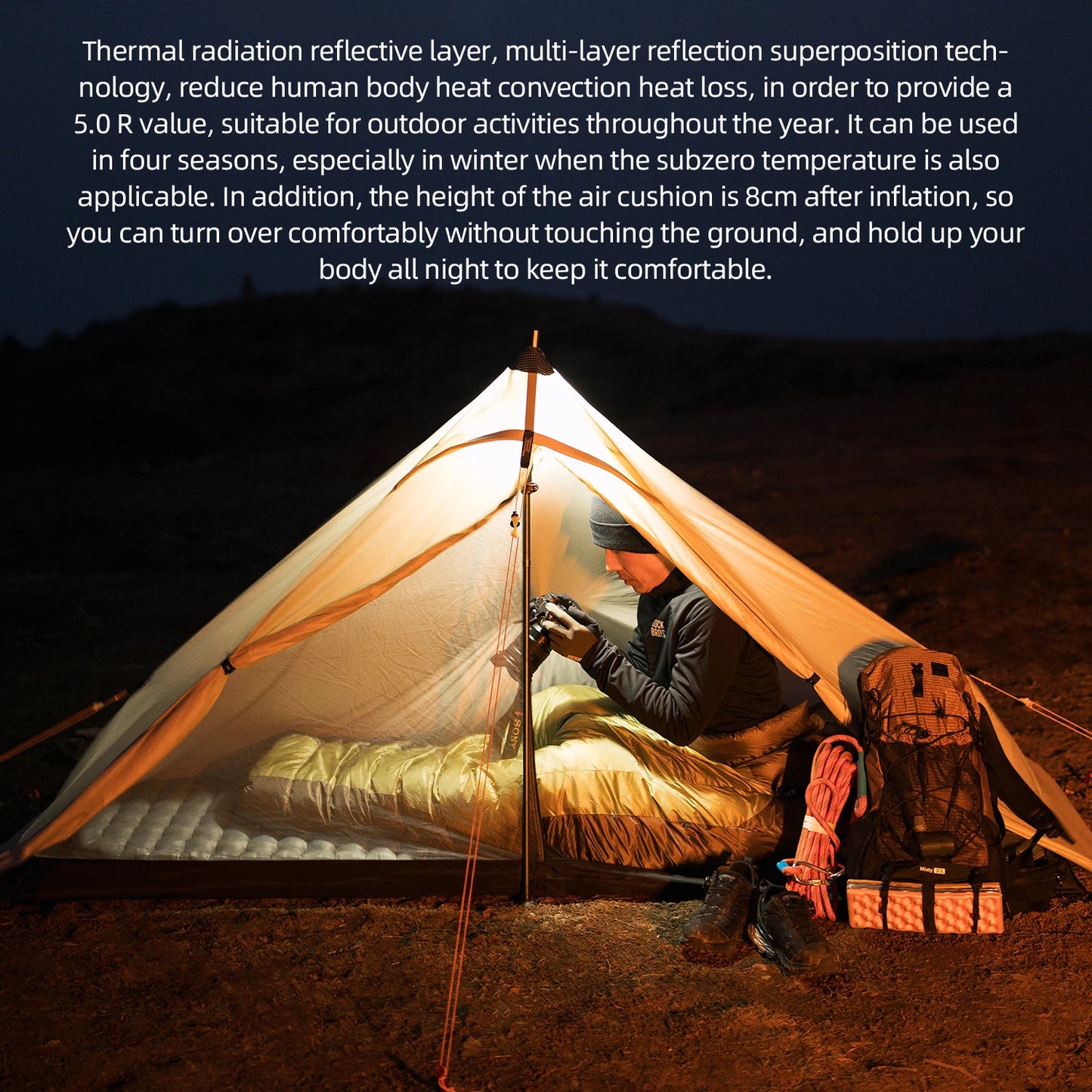 Outdoor Camping Inflatable Mattress Sleeping Pad Ultralight Waterproof.