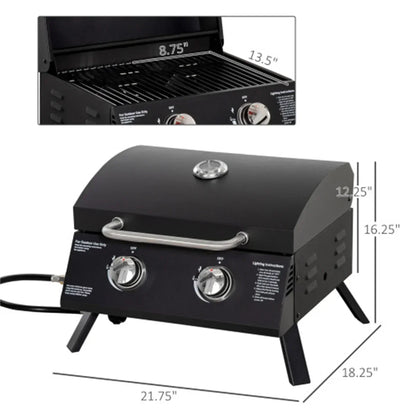 folding Gas table barbecue with 2 burners top and BBQ grills Portable.