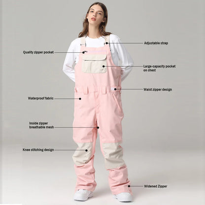 Mens Ski Pants Ski Bib Pant Overalls Women Ski Jumpsuit Winter Outdoor Windproof Waterproof.